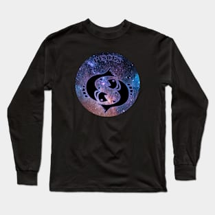 Pisces Astrology Zodiac Sign - Fish - Pisces Astrology Birthday Gifts - Space or Stars and Black and purple glow Long Sleeve T-Shirt